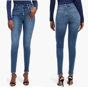 Good American Good Legs Exposed‎ Button High Waist Skinny Jeans, Size 4, NWT